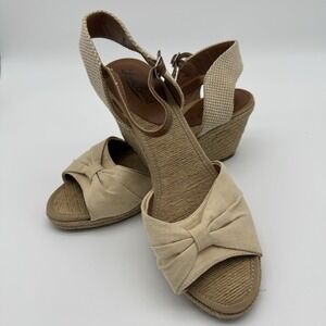 Lucky Brand Kavala Espadrille Jute Wedge Sandals Cream‎ Bow Womens Size 10 B